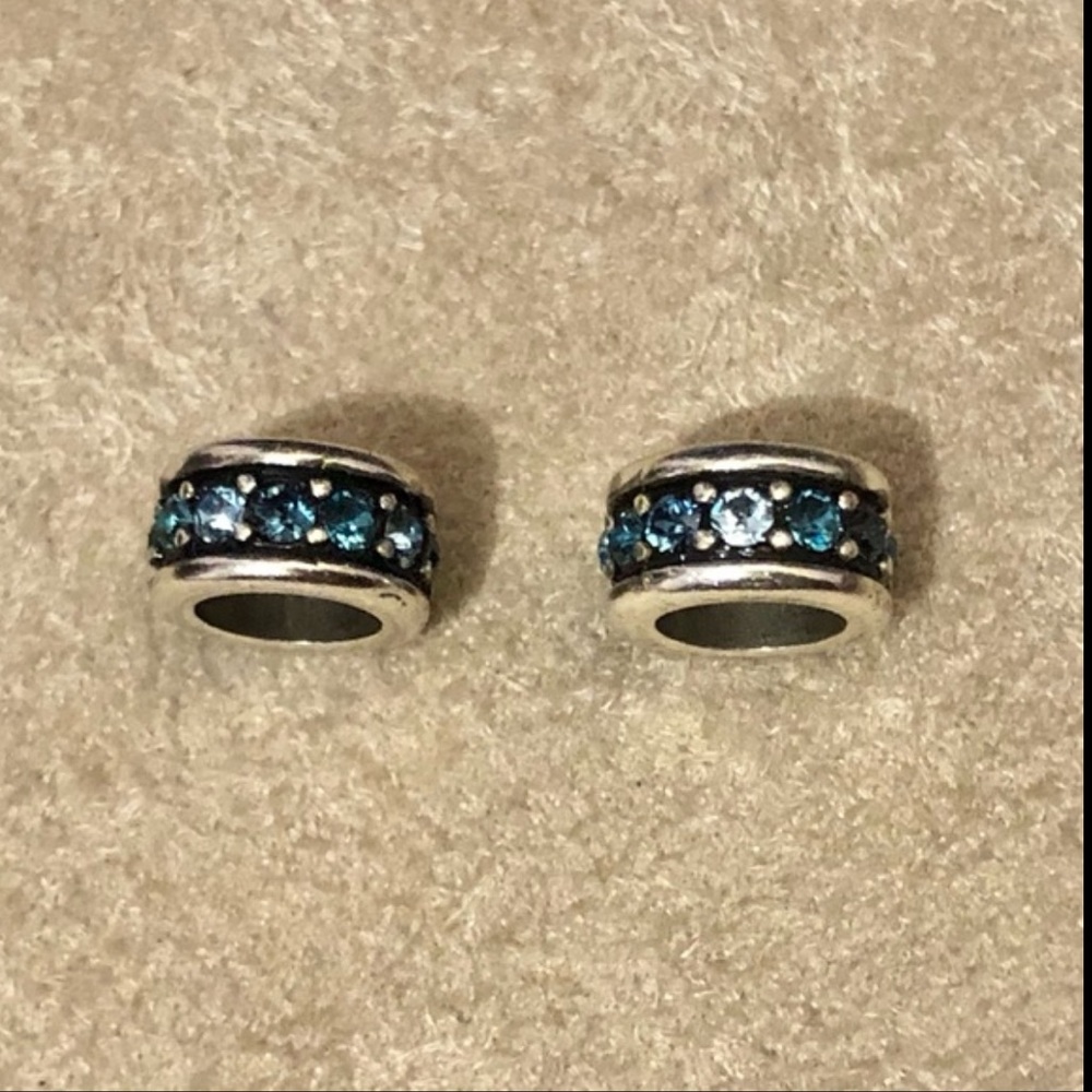 Two 🆕 Brighton Crystal Voyage spacers Thin beads 2 tones Blue crystals Retired - Picture 2 of 8